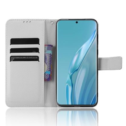 PU Leather Flip Case for Huawei P60 Art Protective Cover Diamond Texture Anti-Drop Wallet Phone Case