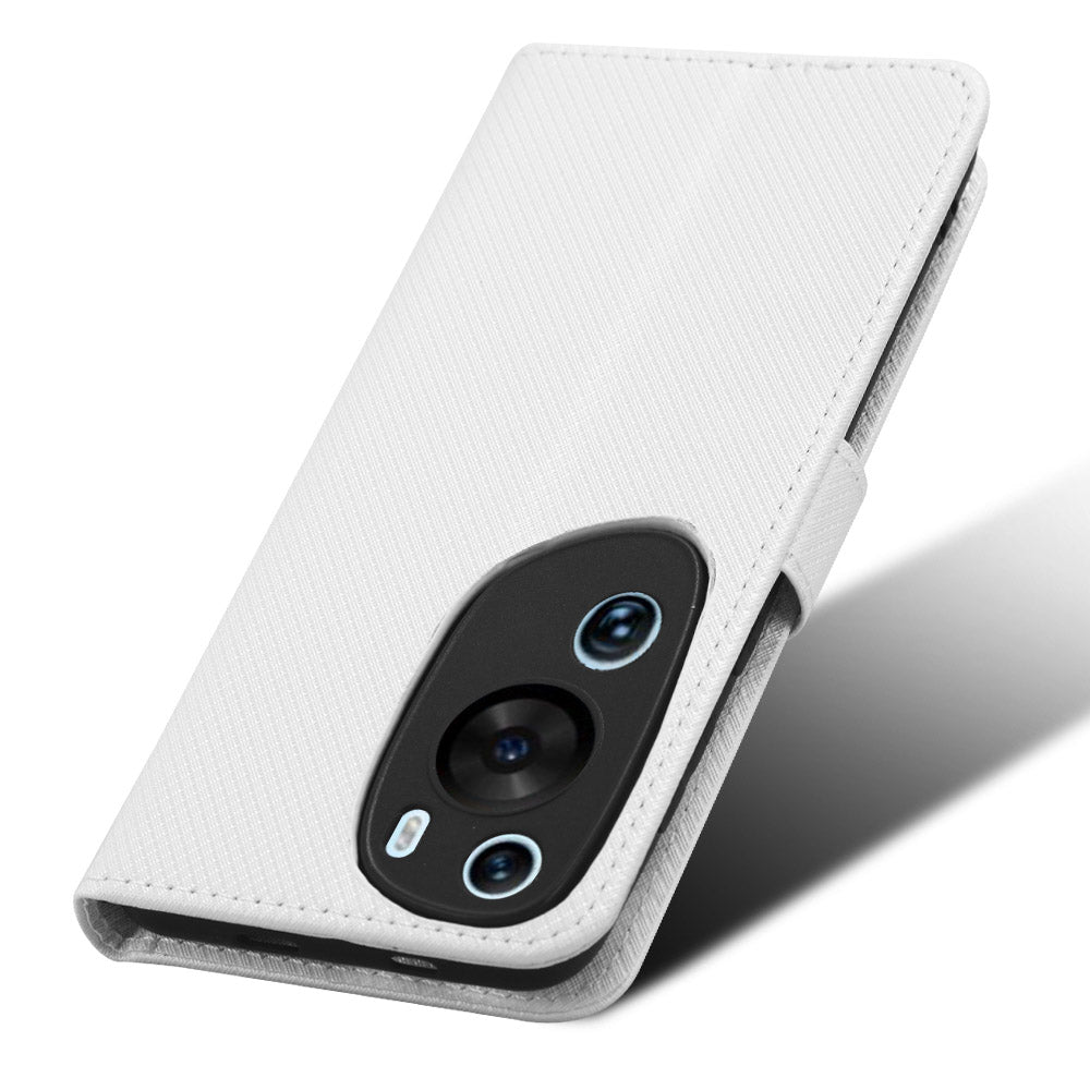 PU Leather Flip Case for Huawei P60 Art Protective Cover Diamond Texture Anti-Drop Wallet Phone Case