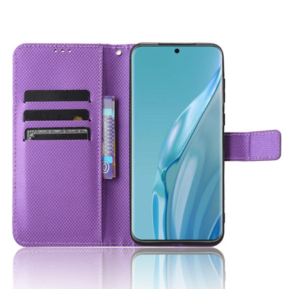 PU Leather Flip Case for Huawei P60 Art Protective Cover Diamond Texture Anti-Drop Wallet Phone Case