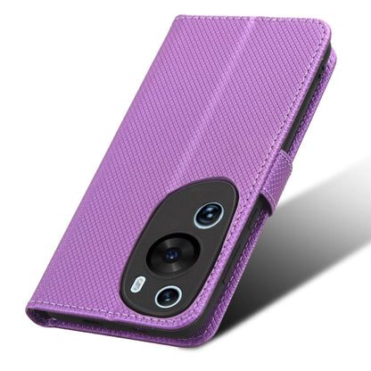 PU Leather Flip Case for Huawei P60 Art Protective Cover Diamond Texture Anti-Drop Wallet Phone Case