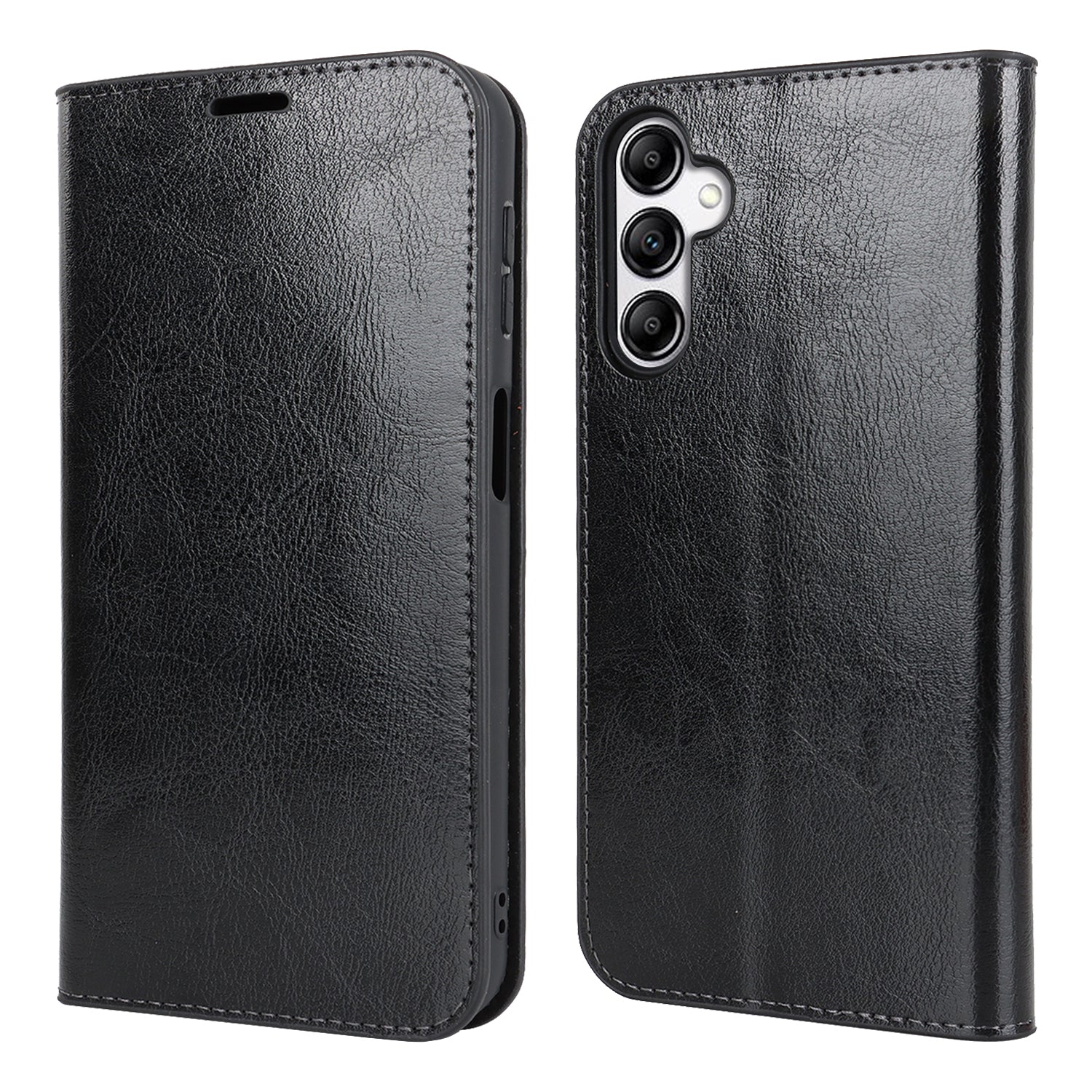 Genuine Cow Leather Phone Cover for Samsung Galaxy A24 4G Crazy Horse Texture Anti-drop Phone Case with Wallet