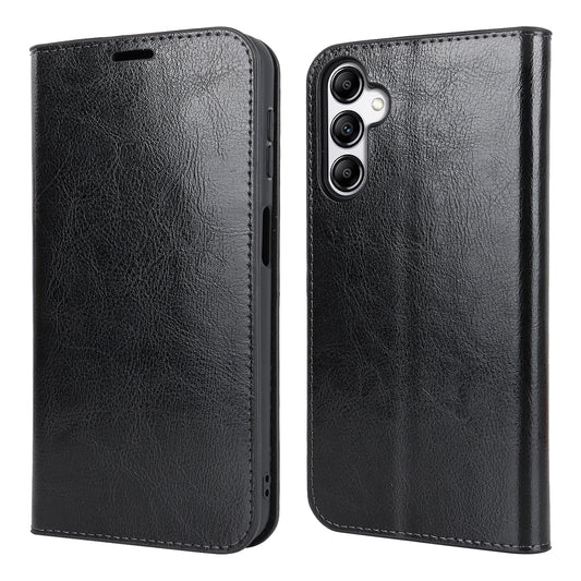 Genuine Cow Leather Phone Cover for Samsung Galaxy A24 4G Crazy Horse Texture Anti-drop Phone Case with Wallet