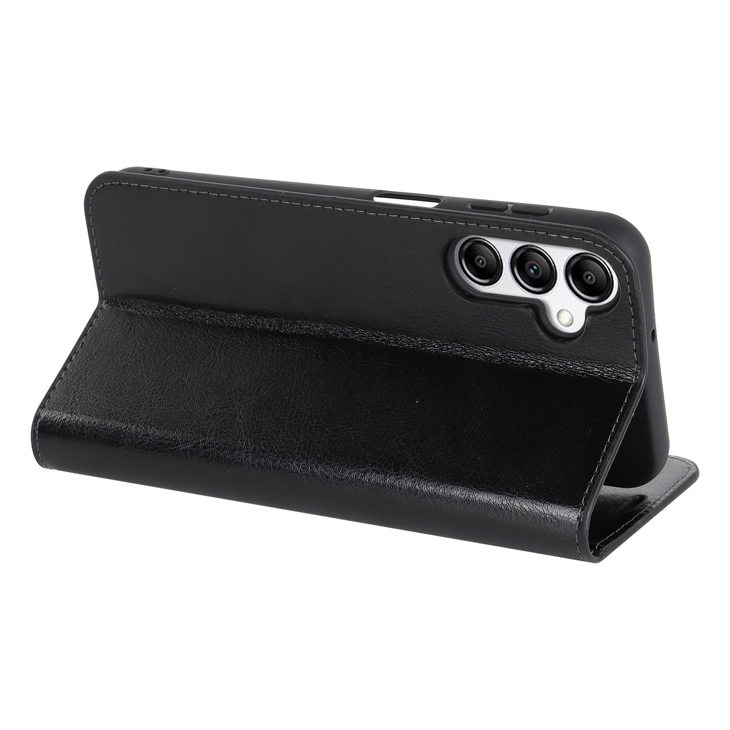 Genuine Cow Leather Phone Cover for Samsung Galaxy A24 4G Crazy Horse Texture Anti-drop Phone Case with Wallet