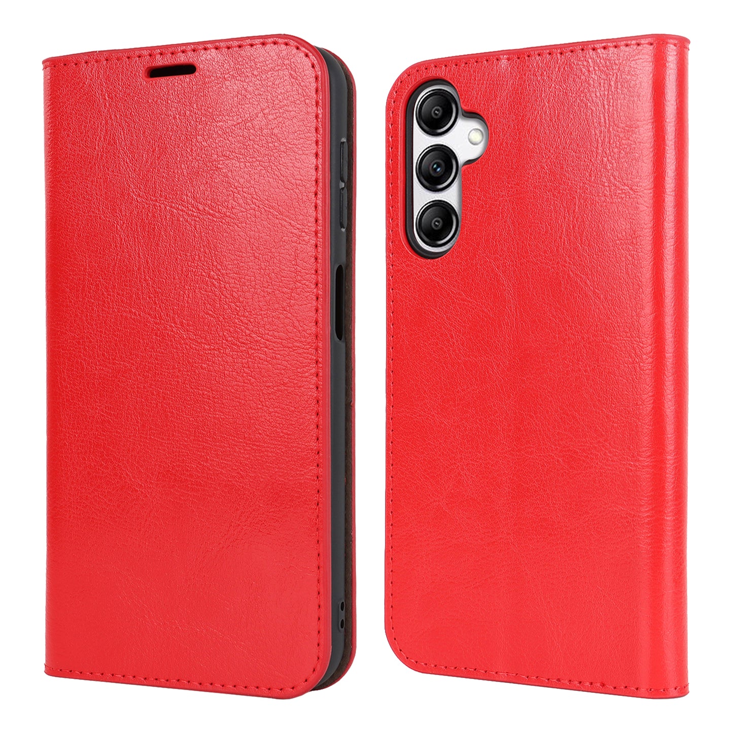 Genuine Cow Leather Phone Cover for Samsung Galaxy A24 4G Crazy Horse Texture Anti-drop Phone Case with Wallet