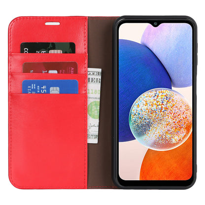 Genuine Cow Leather Phone Cover for Samsung Galaxy A24 4G Crazy Horse Texture Anti-drop Phone Case with Wallet