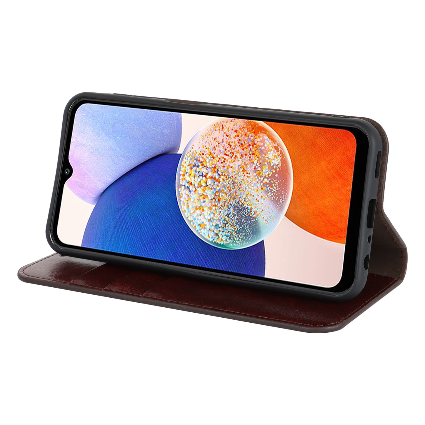 Genuine Cow Leather Phone Cover for Samsung Galaxy A24 4G Crazy Horse Texture Anti-drop Phone Case with Wallet