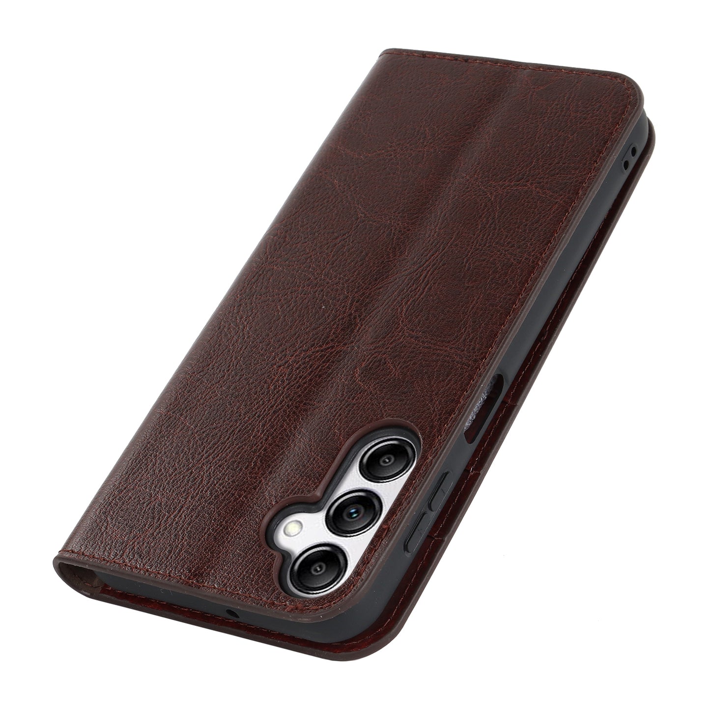 Genuine Cow Leather Phone Cover for Samsung Galaxy A24 4G Crazy Horse Texture Anti-drop Phone Case with Wallet