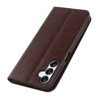 Genuine Cow Leather Phone Cover for Samsung Galaxy A24 4G Crazy Horse Texture Anti-drop Phone Case with Wallet