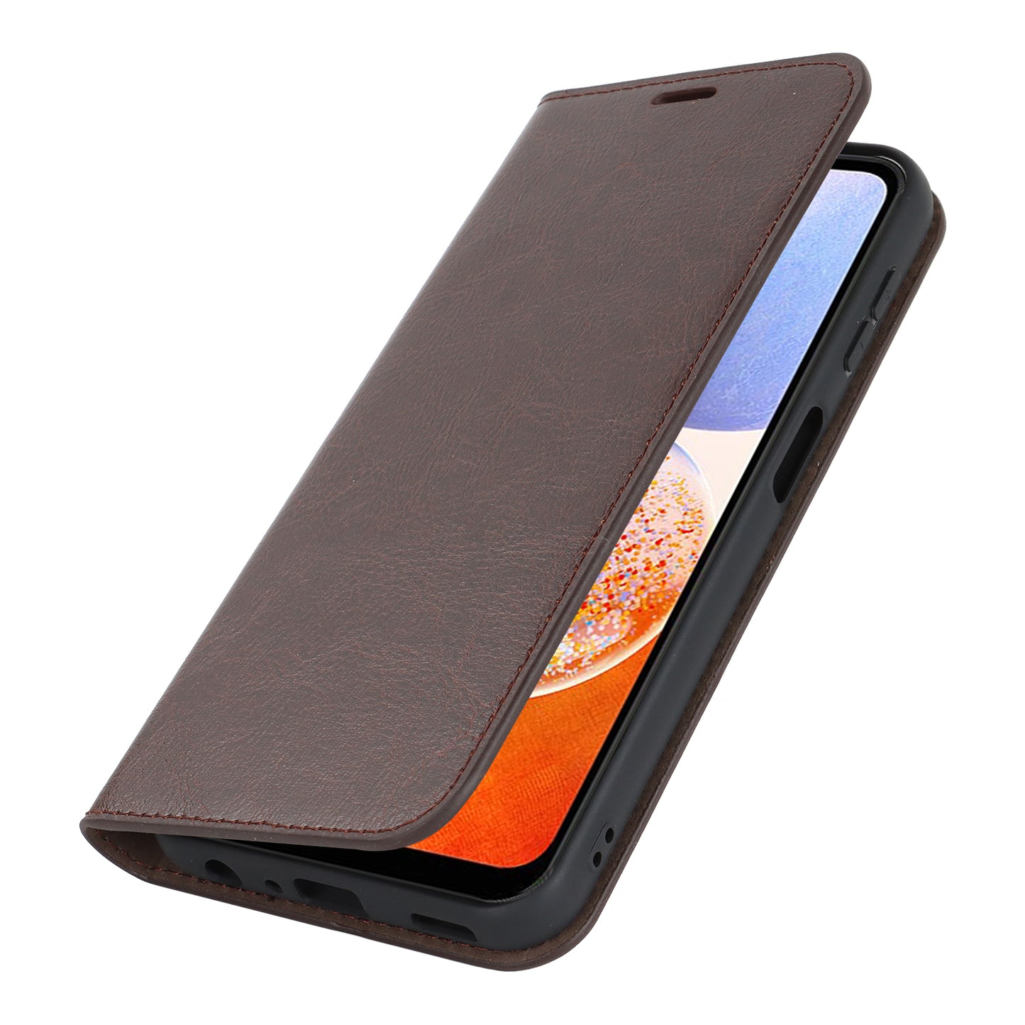 Genuine Cow Leather Phone Cover for Samsung Galaxy A24 4G Crazy Horse Texture Anti-drop Phone Case with Wallet