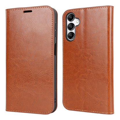 Genuine Cow Leather Phone Cover for Samsung Galaxy A24 4G Crazy Horse Texture Anti-drop Phone Case with Wallet