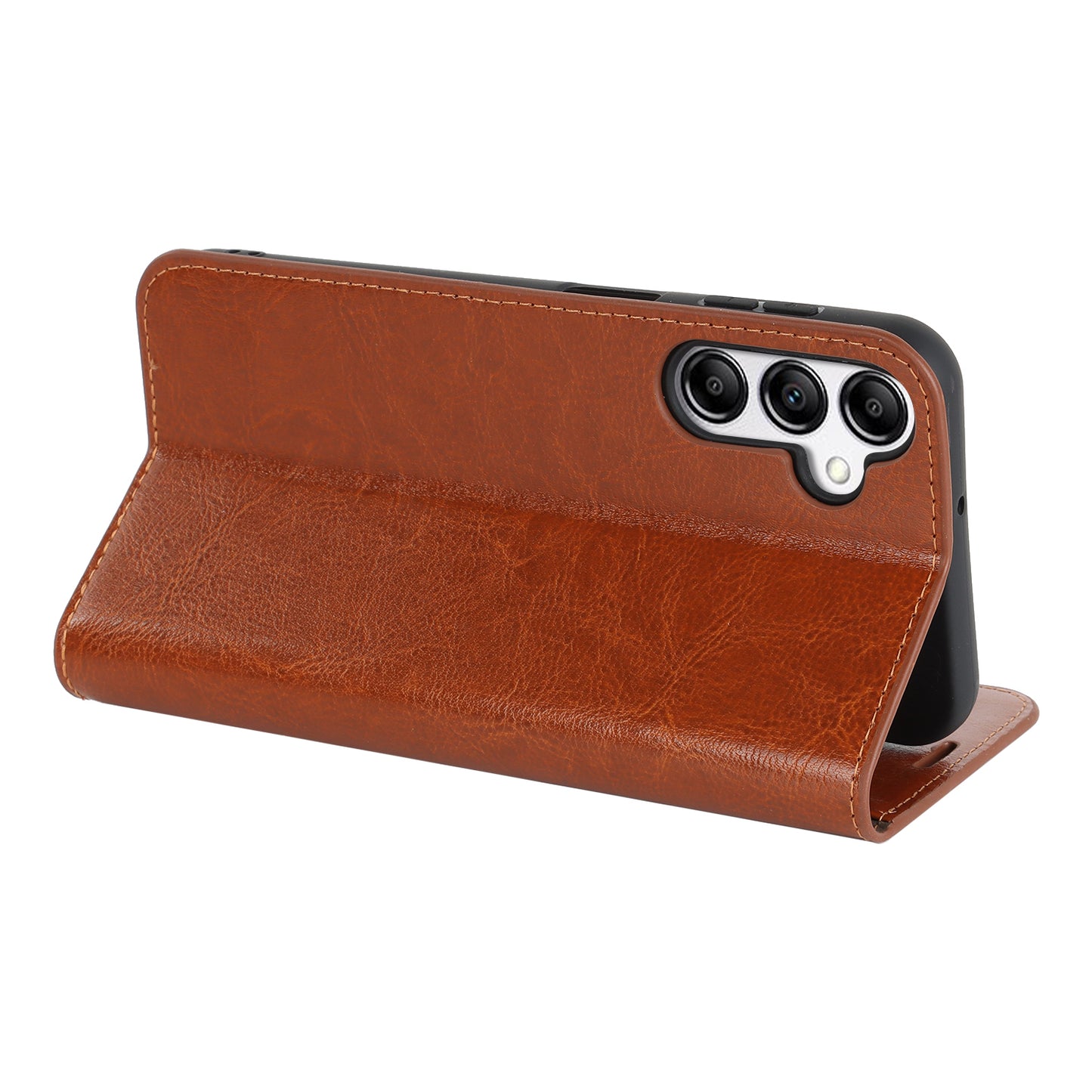 Genuine Cow Leather Phone Cover for Samsung Galaxy A24 4G Crazy Horse Texture Anti-drop Phone Case with Wallet