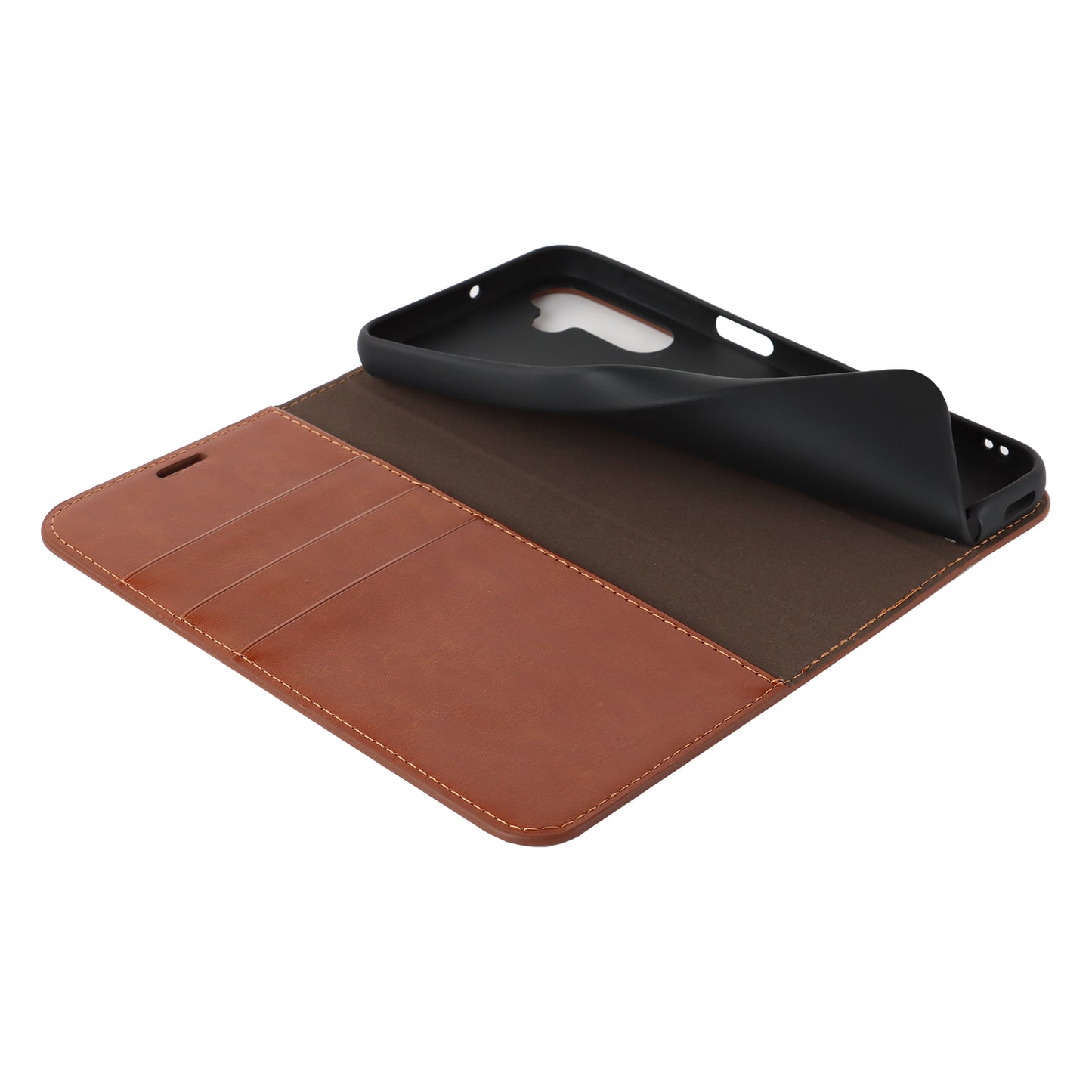 Genuine Cow Leather Phone Cover for Samsung Galaxy A24 4G Crazy Horse Texture Anti-drop Phone Case with Wallet