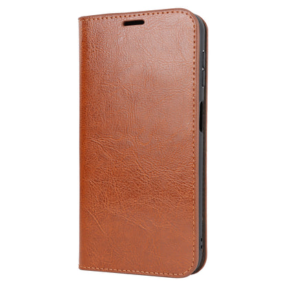 Genuine Cow Leather Phone Cover for Samsung Galaxy A24 4G Crazy Horse Texture Anti-drop Phone Case with Wallet