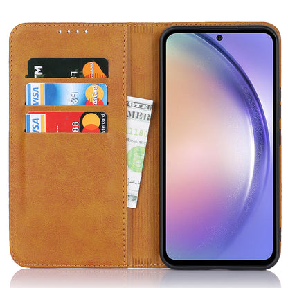 PU Leather Folio Flip Cover for Samsung Galaxy A54 5G Wallet Phone Case Calf Texture Shockproof Case