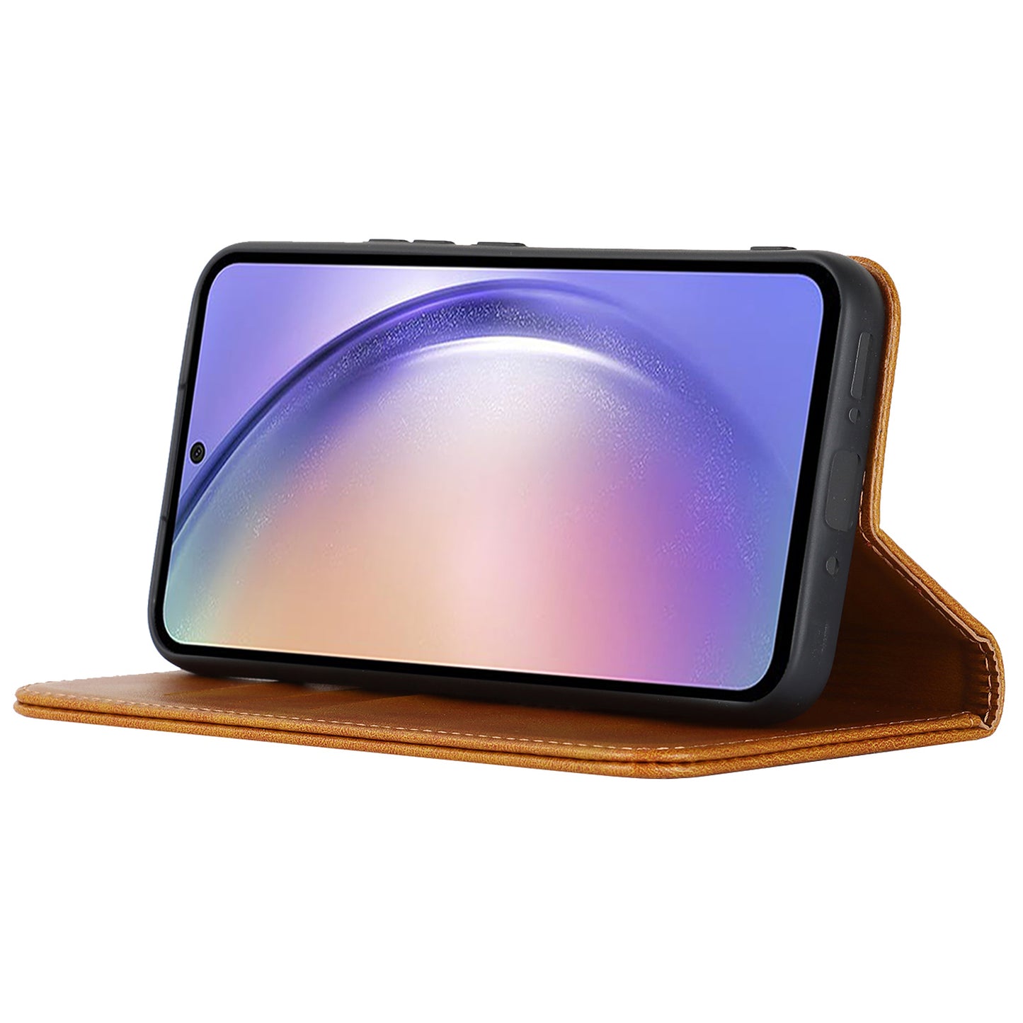 PU Leather Folio Flip Cover for Samsung Galaxy A54 5G Wallet Phone Case Calf Texture Shockproof Case