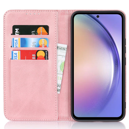 PU Leather Folio Flip Cover for Samsung Galaxy A54 5G Wallet Phone Case Calf Texture Shockproof Case