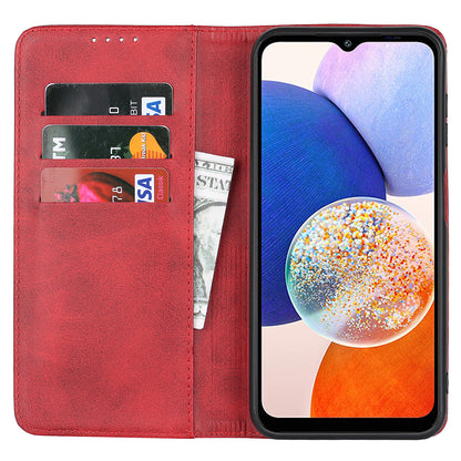 For Samsung Galaxy A14 5G PU Leather Phone Case Calf Texture Stand Wallet Flip Folio Cover
