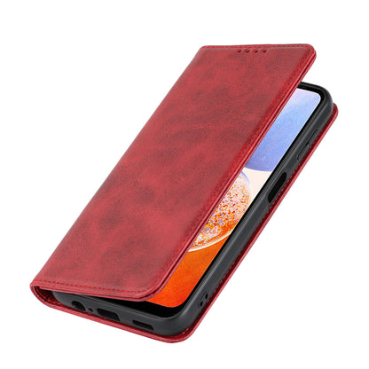 For Samsung Galaxy A14 5G PU Leather Phone Case Calf Texture Stand Wallet Flip Folio Cover