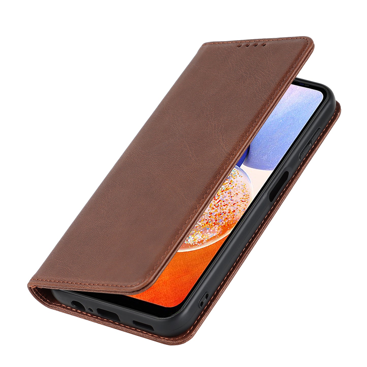 For Samsung Galaxy A14 5G PU Leather Phone Case Calf Texture Stand Wallet Flip Folio Cover