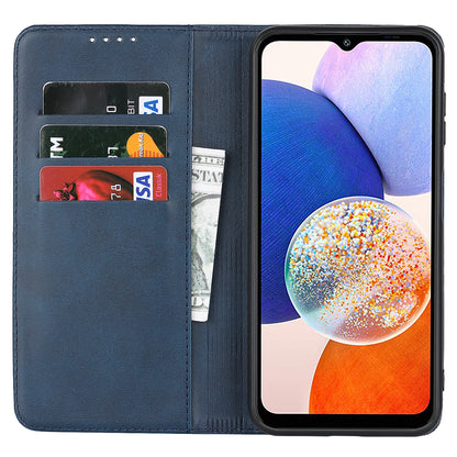 For Samsung Galaxy A14 5G PU Leather Phone Case Calf Texture Stand Wallet Flip Folio Cover