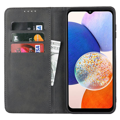 For Samsung Galaxy A14 5G PU Leather Phone Case Calf Texture Stand Wallet Flip Folio Cover