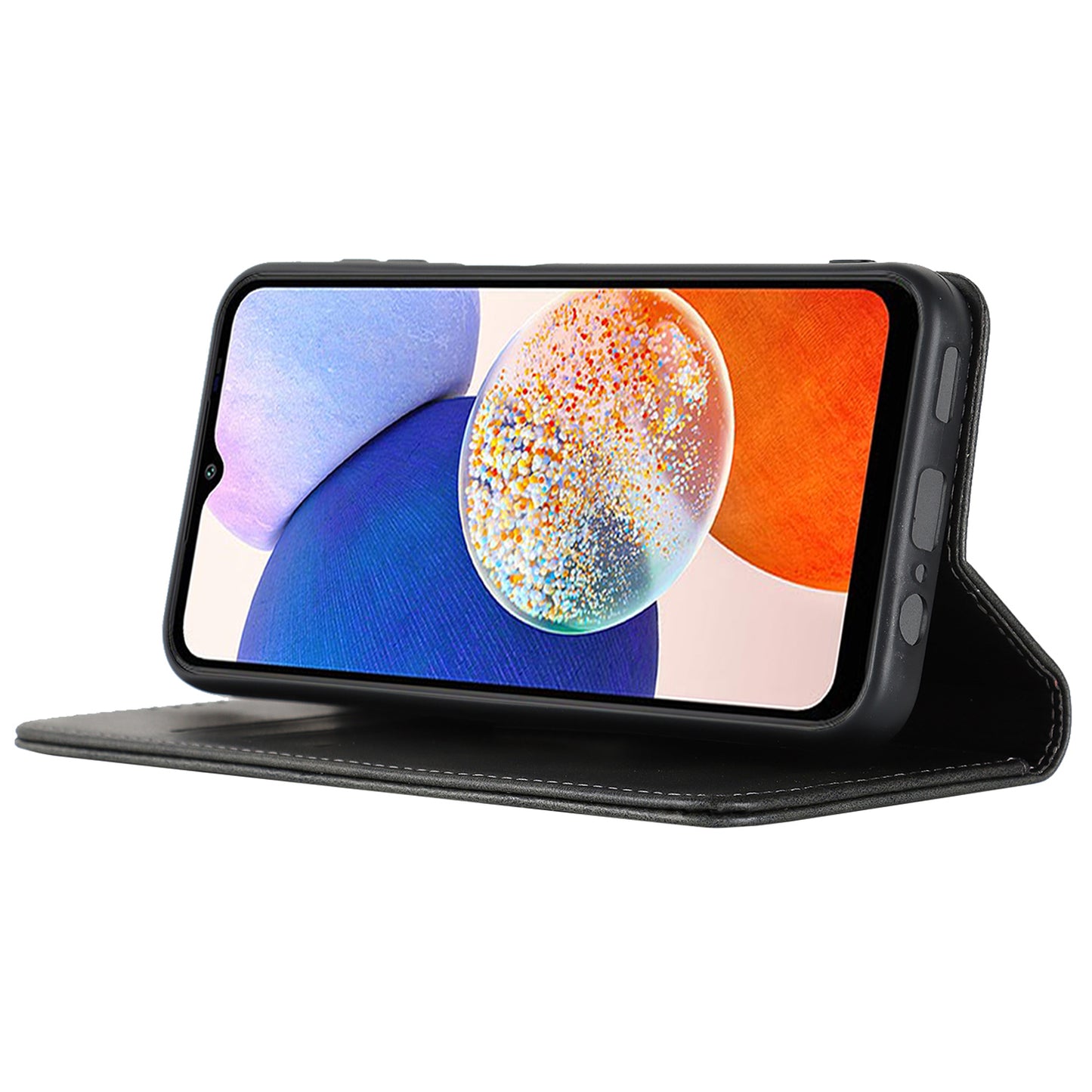 For Samsung Galaxy A14 5G PU Leather Phone Case Calf Texture Stand Wallet Flip Folio Cover