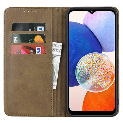 For Samsung Galaxy A14 5G PU Leather Phone Case Calf Texture Stand Wallet Flip Folio Cover