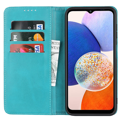 For Samsung Galaxy A14 5G PU Leather Phone Case Calf Texture Stand Wallet Flip Folio Cover