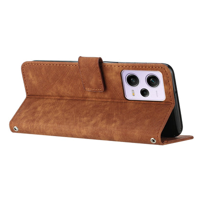 For Xiaomi Redmi Note 12 Pro+ 5G / Note 12 Explorer 5G Skin-touch Phone Case Lines Imprinted Leather Wallet Stand Phone Cover