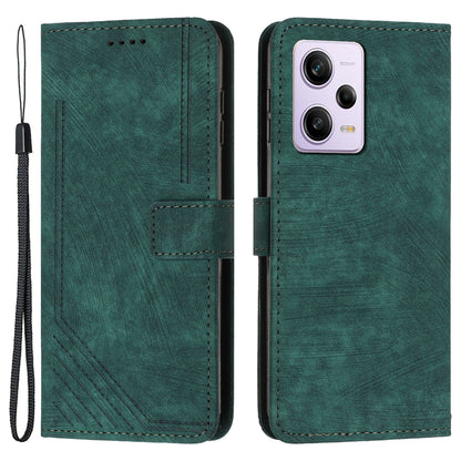 For Xiaomi Redmi Note 12 Pro+ 5G / Note 12 Explorer 5G Skin-touch Phone Case Lines Imprinted Leather Wallet Stand Phone Cover
