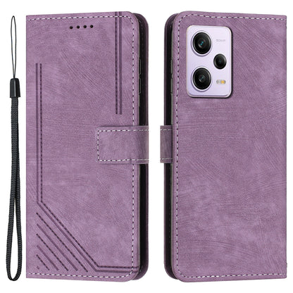 For Xiaomi Redmi Note 12 Pro+ 5G / Note 12 Explorer 5G Skin-touch Phone Case Lines Imprinted Leather Wallet Stand Phone Cover