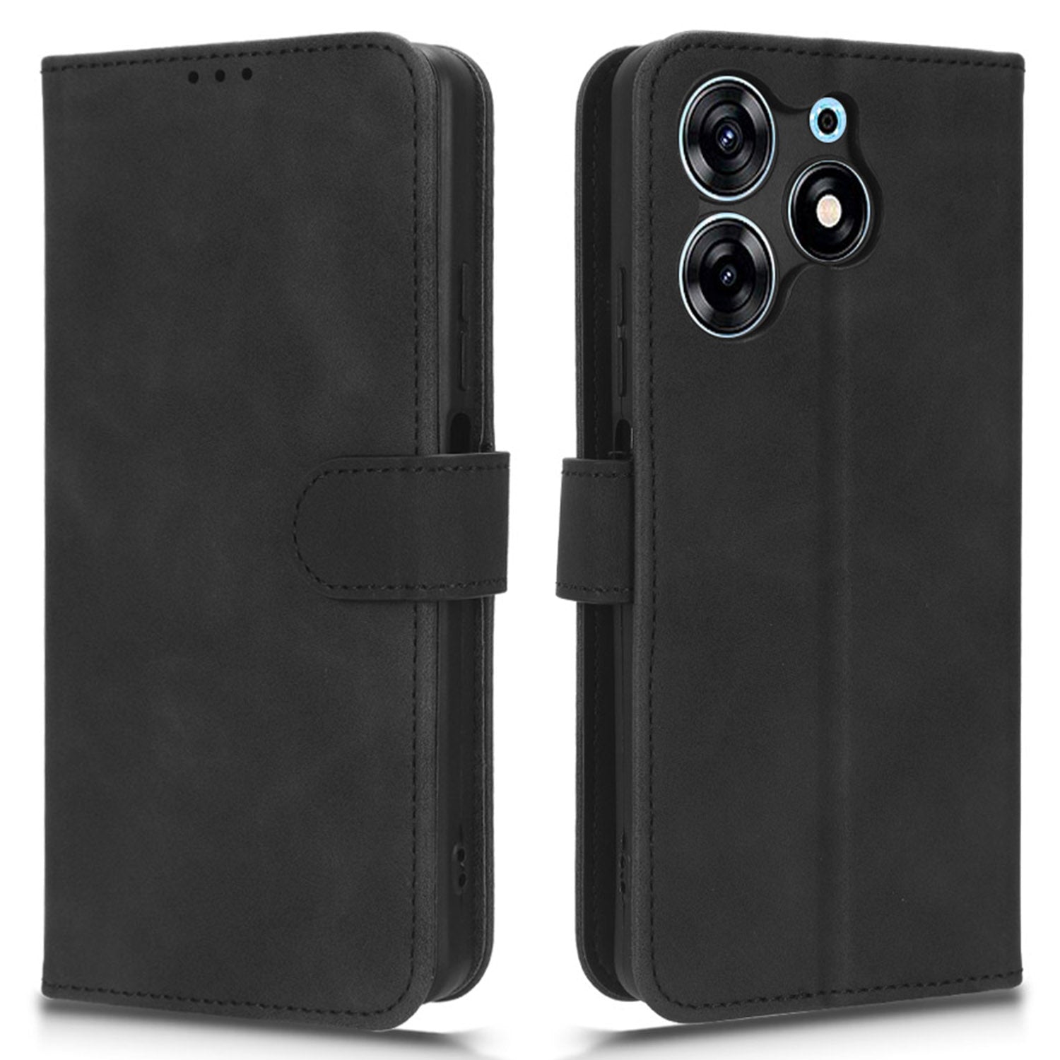 For Tecno Spark 10 Pro Skin-touch Leather Folio Case Wallet Stand Magnetic Protective Phone Cover