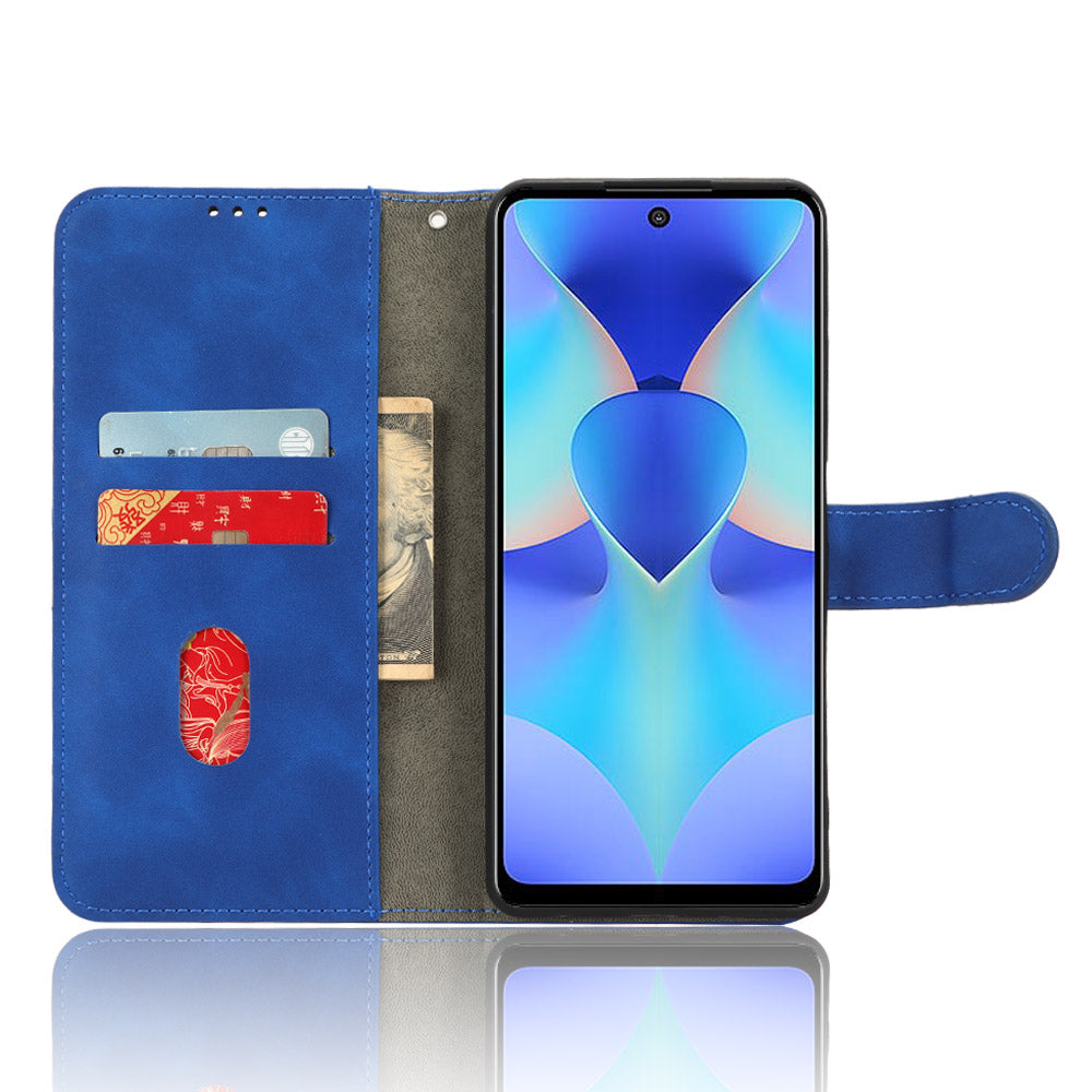 For Tecno Spark 10 Pro Skin-touch Leather Folio Case Wallet Stand Magnetic Protective Phone Cover