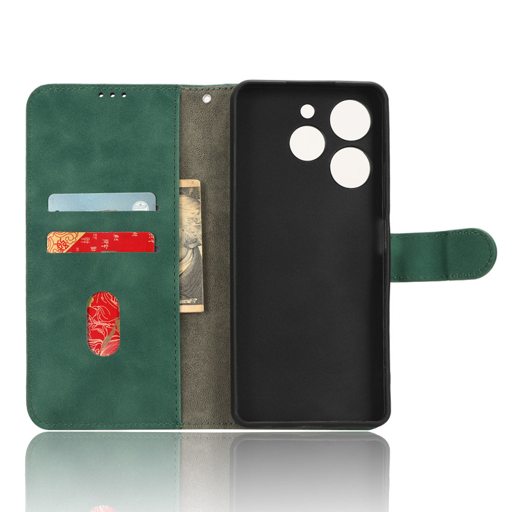 For Tecno Spark 10 Pro Skin-touch Leather Folio Case Wallet Stand Magnetic Protective Phone Cover