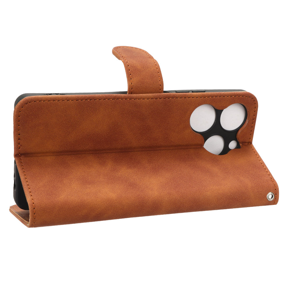 For Tecno Spark 10 Pro Skin-touch Leather Folio Case Wallet Stand Magnetic Protective Phone Cover