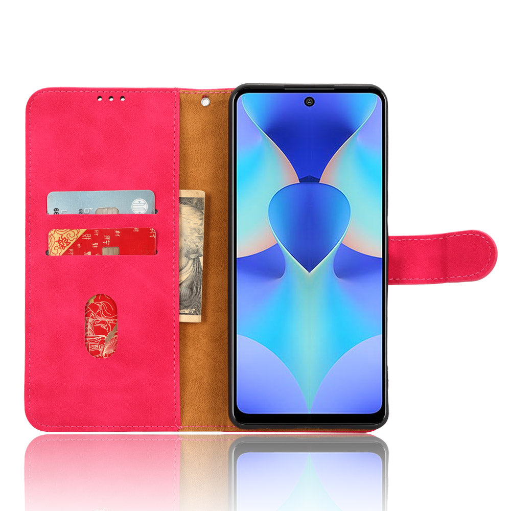For Tecno Spark 10 Pro Skin-touch Leather Folio Case Wallet Stand Magnetic Protective Phone Cover