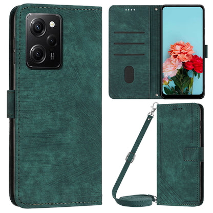 Leather Phone Case For Xiaomi Poco X5 Pro 5G / Redmi Note 12 Pro Speed 5G / Note 12 Pro 5G , Lines Imprinted Wallet Stand Cover
