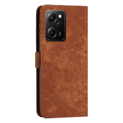 Leather Phone Case For Xiaomi Poco X5 Pro 5G / Redmi Note 12 Pro Speed 5G / Note 12 Pro 5G , Lines Imprinted Wallet Stand Cover