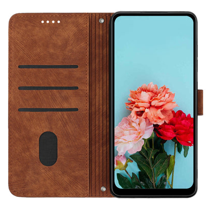 Leather Phone Case For Xiaomi Poco X5 Pro 5G / Redmi Note 12 Pro Speed 5G / Note 12 Pro 5G , Lines Imprinted Wallet Stand Cover