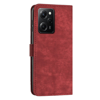 Folio Phone Wallet Case for Xiaomi Redmi Note 12 Pro Speed 5G / Note 12 Pro 5G / Poco X5 Pro 5G , Lines Imprinted Leather Stand Phone Cover