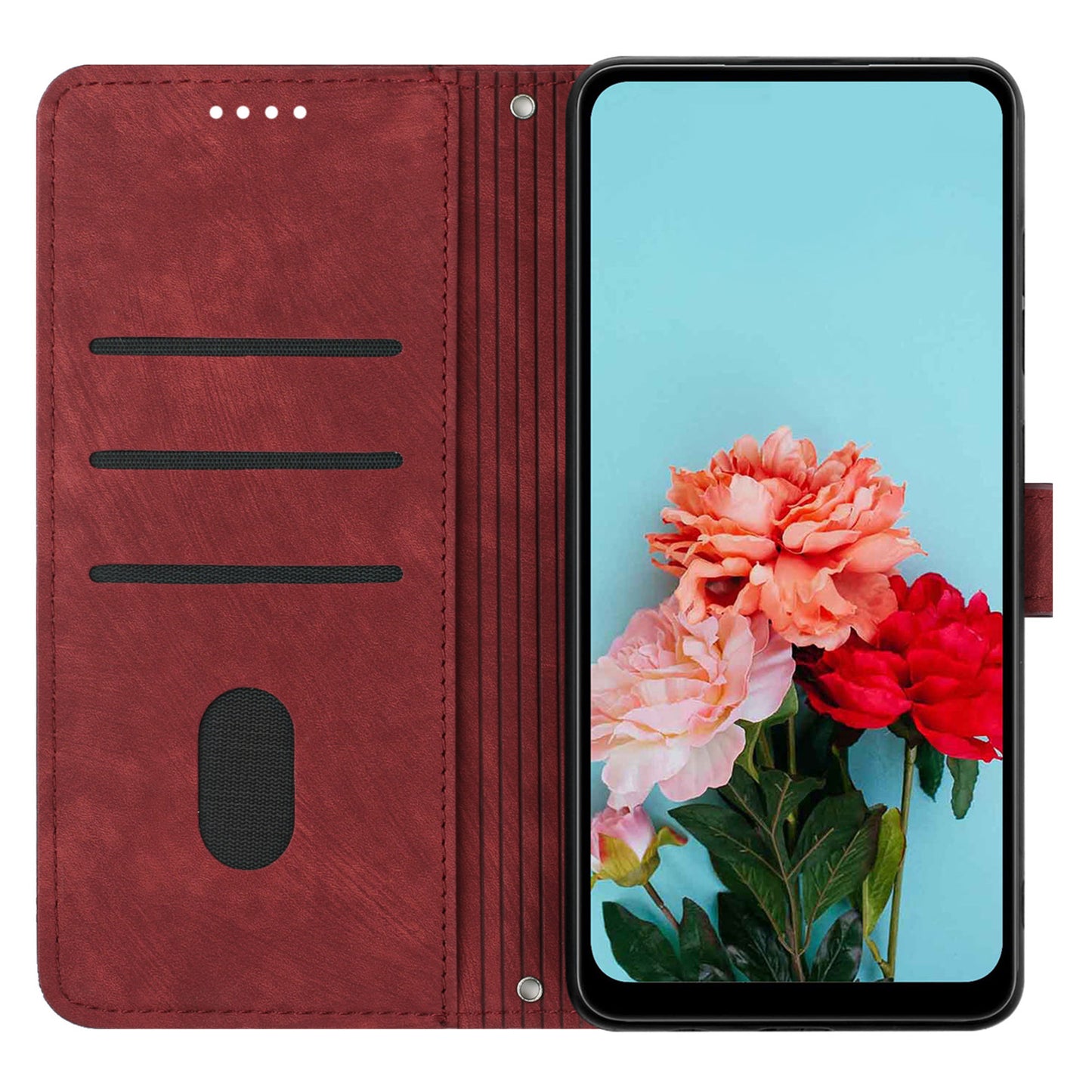 Folio Phone Wallet Case for Xiaomi Redmi Note 12 Pro Speed 5G / Note 12 Pro 5G / Poco X5 Pro 5G , Lines Imprinted Leather Stand Phone Cover