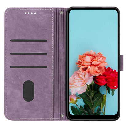 Folio Phone Wallet Case for Xiaomi Redmi Note 12 Pro Speed 5G / Note 12 Pro 5G / Poco X5 Pro 5G , Lines Imprinted Leather Stand Phone Cover