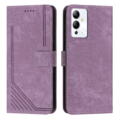 For Infinix Note 12 5G / Note 12 Pro 5G PU Leather Phone Case Lines Imprinted Stand Flip Wallet Cover