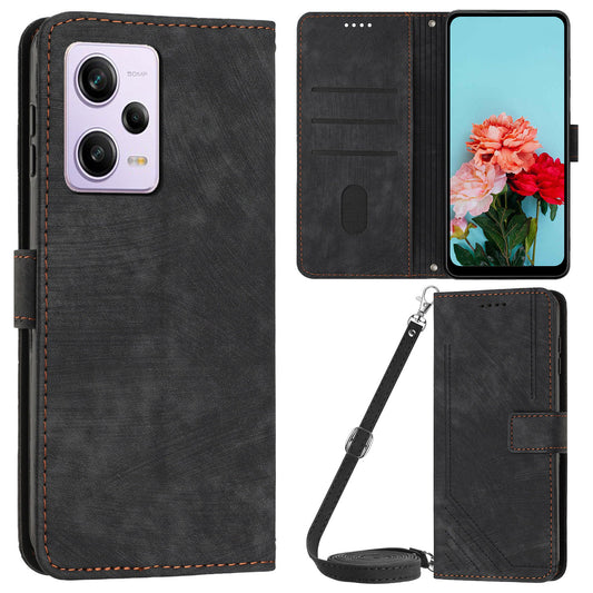 For Xiaomi Redmi Note 12 Pro+ 5G / Note 12 Explorer 5G Wallet Phone Case Lines Imprinted Leather Stand Protective Flip Cover