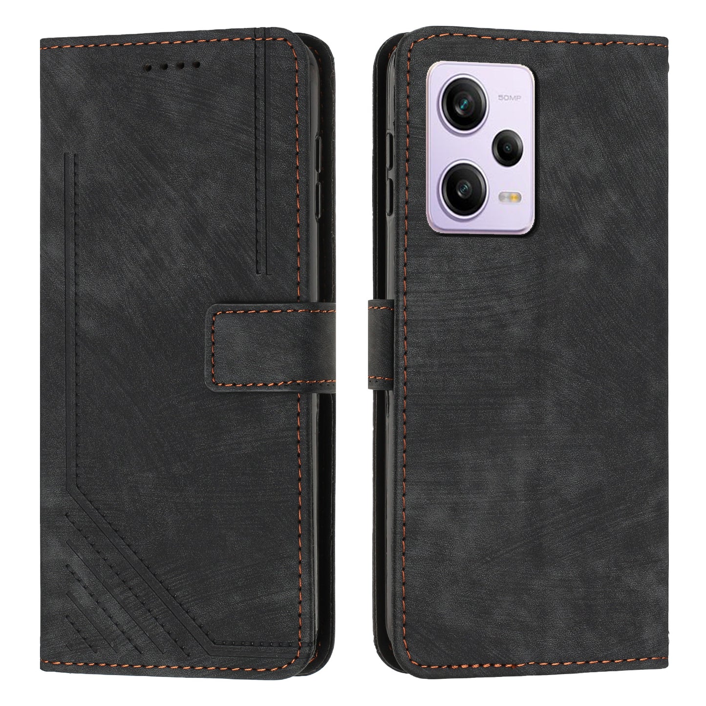 For Xiaomi Redmi Note 12 Pro+ 5G / Note 12 Explorer 5G Wallet Phone Case Lines Imprinted Leather Stand Protective Flip Cover