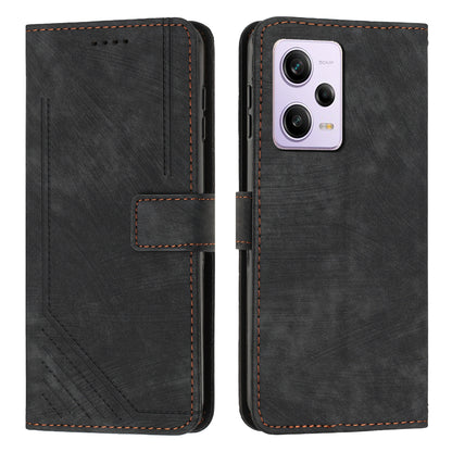 For Xiaomi Redmi Note 12 Pro+ 5G / Note 12 Explorer 5G Wallet Phone Case Lines Imprinted Leather Stand Protective Flip Cover