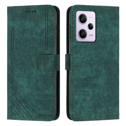 For Xiaomi Redmi Note 12 Pro+ 5G / Note 12 Explorer 5G Wallet Phone Case Lines Imprinted Leather Stand Protective Flip Cover