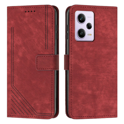For Xiaomi Redmi Note 12 Pro+ 5G / Note 12 Explorer 5G Wallet Phone Case Lines Imprinted Leather Stand Protective Flip Cover