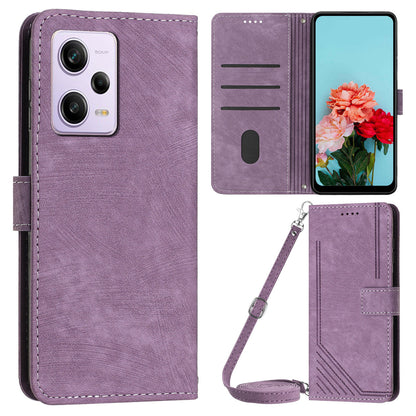 For Xiaomi Redmi Note 12 Pro+ 5G / Note 12 Explorer 5G Wallet Phone Case Lines Imprinted Leather Stand Protective Flip Cover