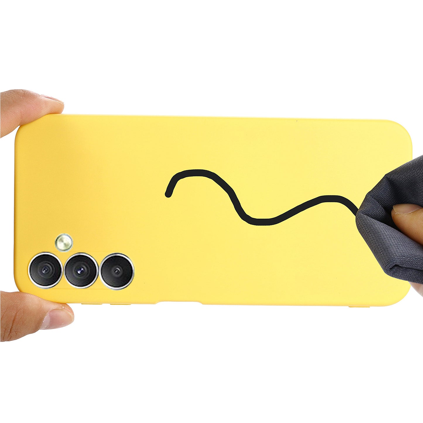 For Samsung Galaxy M14 5G Liquid Silicone Phone Case Soft Lining Shockproof Protective Cover with Strap